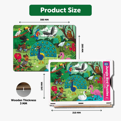 Jungle Birds 35 Piece Wooden Jigsaw Floor Puzzle with Knowledge Cards