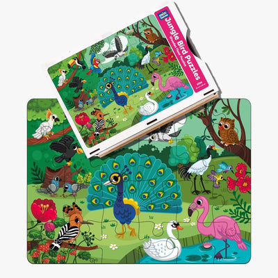 Jungle Birds 35 Piece Wooden Jigsaw Floor Puzzle with Knowledge Cards