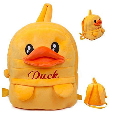 Premium Quality Soft Design Yellow Duck Shape School Bag for Kids - 14 Inches