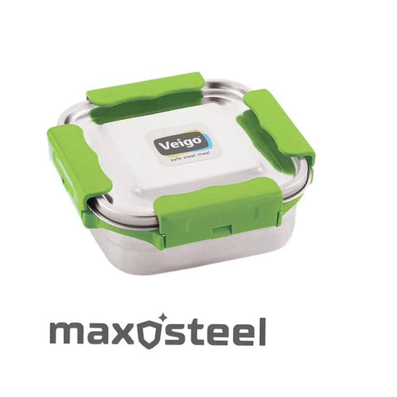 Outdoor Adventure - Set of 4 Maxosteel Airtight & Leakproof Snack Boxes with Reverse Clip Mechanism