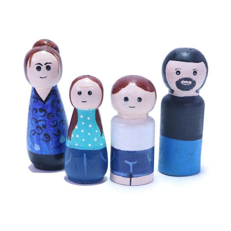 Handcrafted & Painted Wooden Happy Family Set