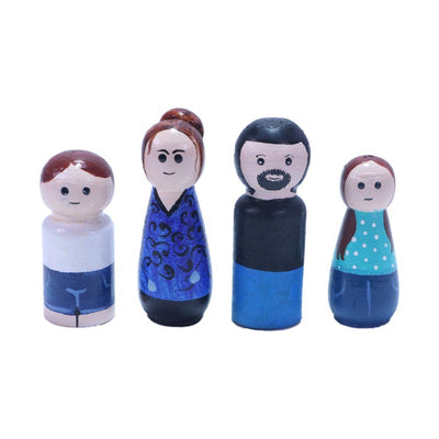 Handcrafted & Painted Wooden Happy Family Set