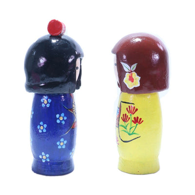 Handcrafted & Multicolored Painted Wooden Japanese Sisters (Dimensions: 142Mm)