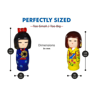 Handcrafted & Multicolored Painted Wooden Japanese Sisters (Dimensions: 142Mm)