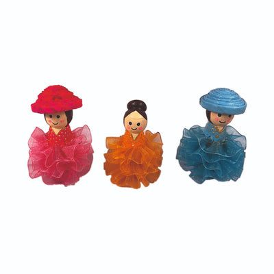 Wooden Multicolour Fancy Small Peg Doll Set Of 3