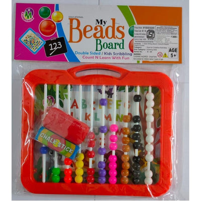 My Beads Board 2 In 1 Count N Learn With Chalk & Duster For Kids Scribble, Counting, Drawing, Writing Board For Pre-school & Kindergarden Children
