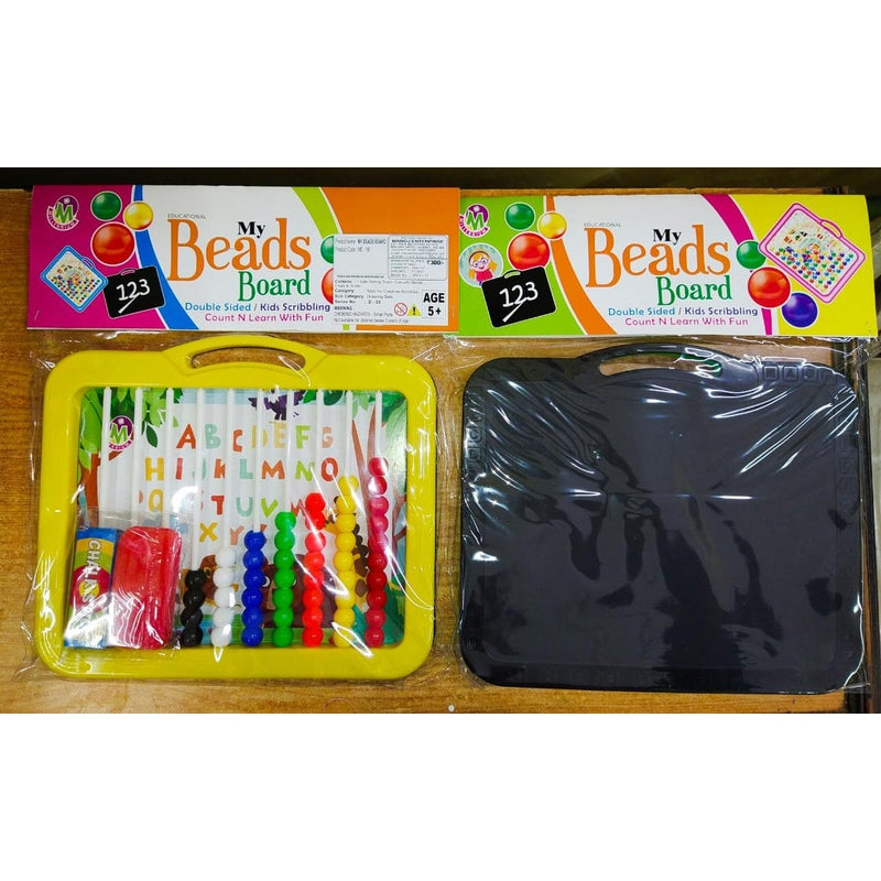 My Beads Board 2 In 1 Count N Learn With Chalk & Duster For Kids Scribble, Counting, Drawing, Writing Board For Pre-school & Kindergarden Children