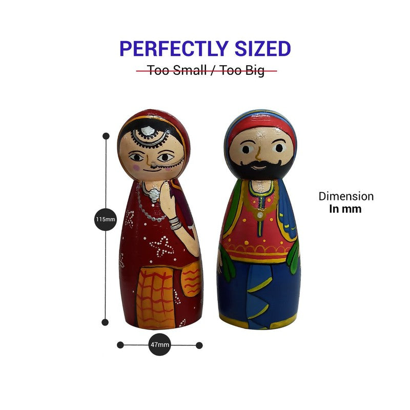 Handcrafted & Multicolored Wooden Punjabi Couple