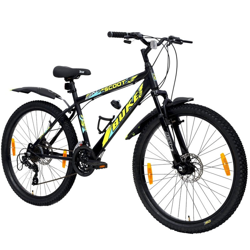 Scoot 26T M/S Bicycle (Matt Black and Neon Green) | (COD not Available)