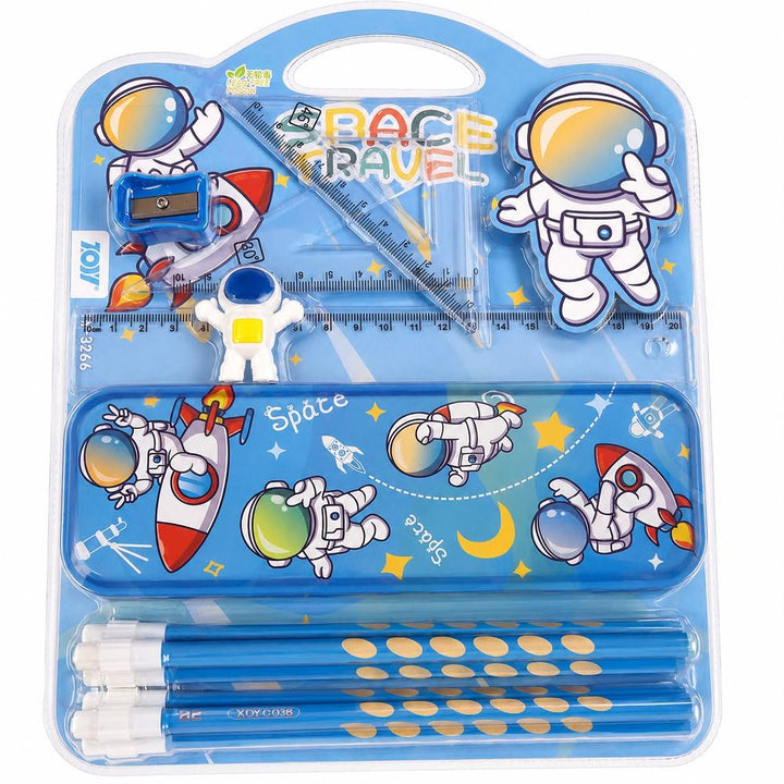 Space Theme Stationery Gift | Pencil Box Kit with Pencils, Rulers & Sharpener for Kids & Students