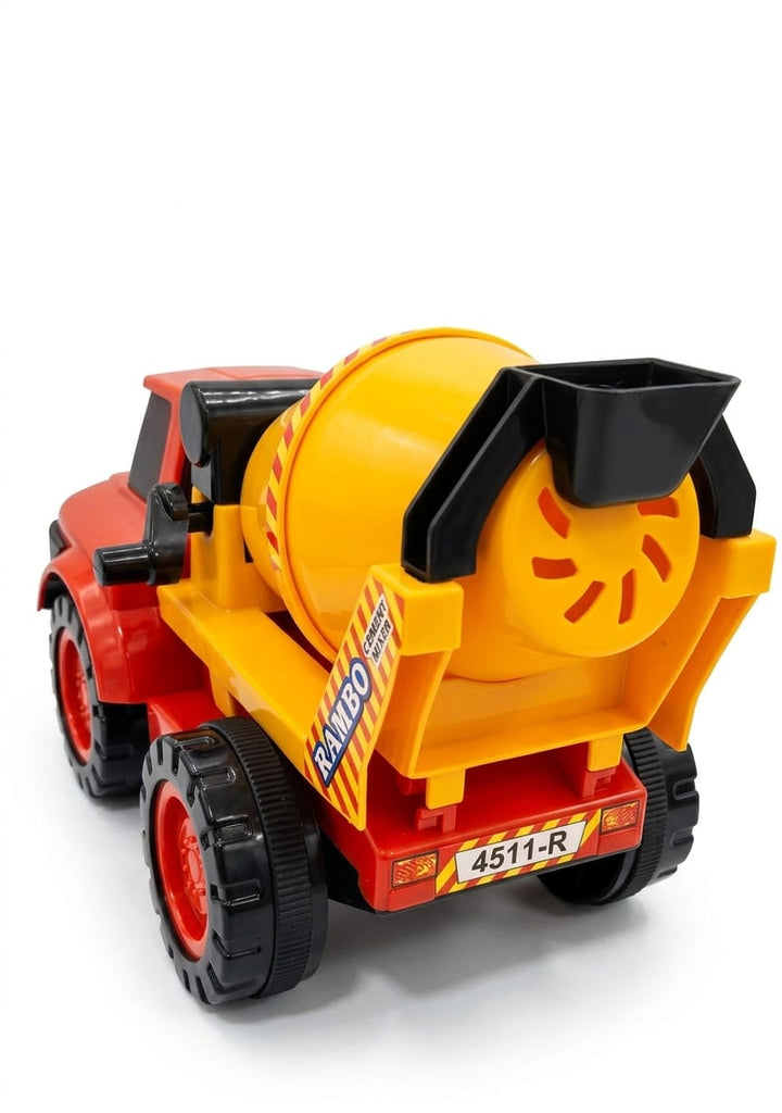 UA Toys Rambo Cement Truck Toy | Friction Powered Construction Vehicle - Yellow & Red