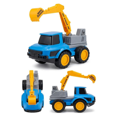 UA Toys Rambo Digger Construction Vehicle toy- Blue & Grey | Friction Powered Push & Go Action