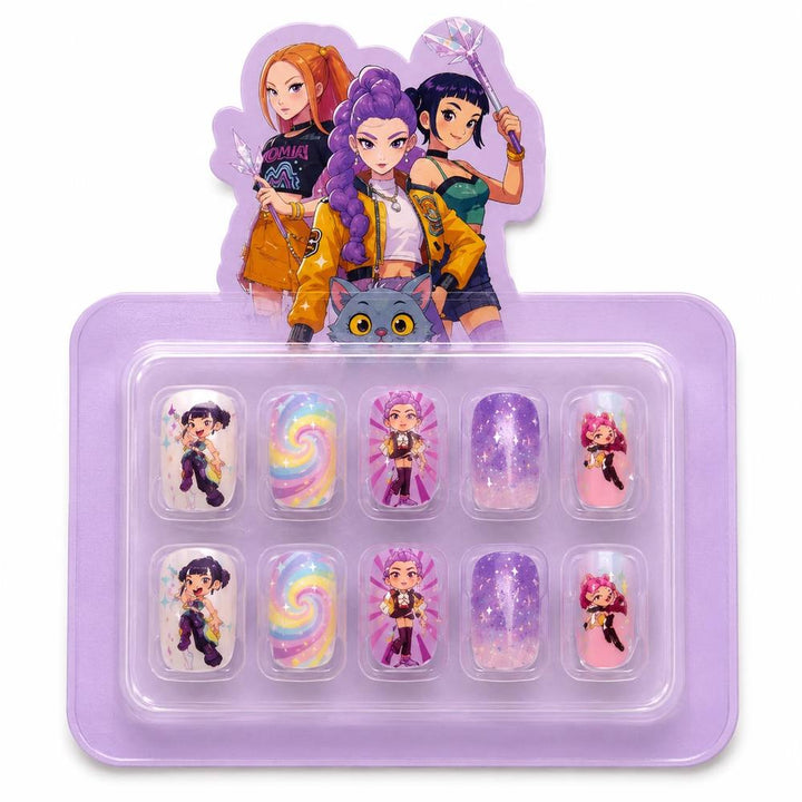 3D Cartoon Press-On Nails for Kids & Girls | Kawaii Stick-On Fake Nails | Cute Reusable Nail Art Set