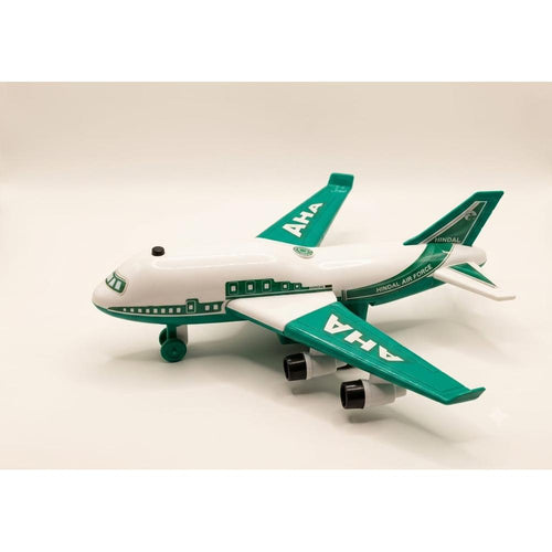UA Toys Hindal AHA Aeroplane Toy | Friction Powered Airplane with Sound | Openable Wings- White & Green