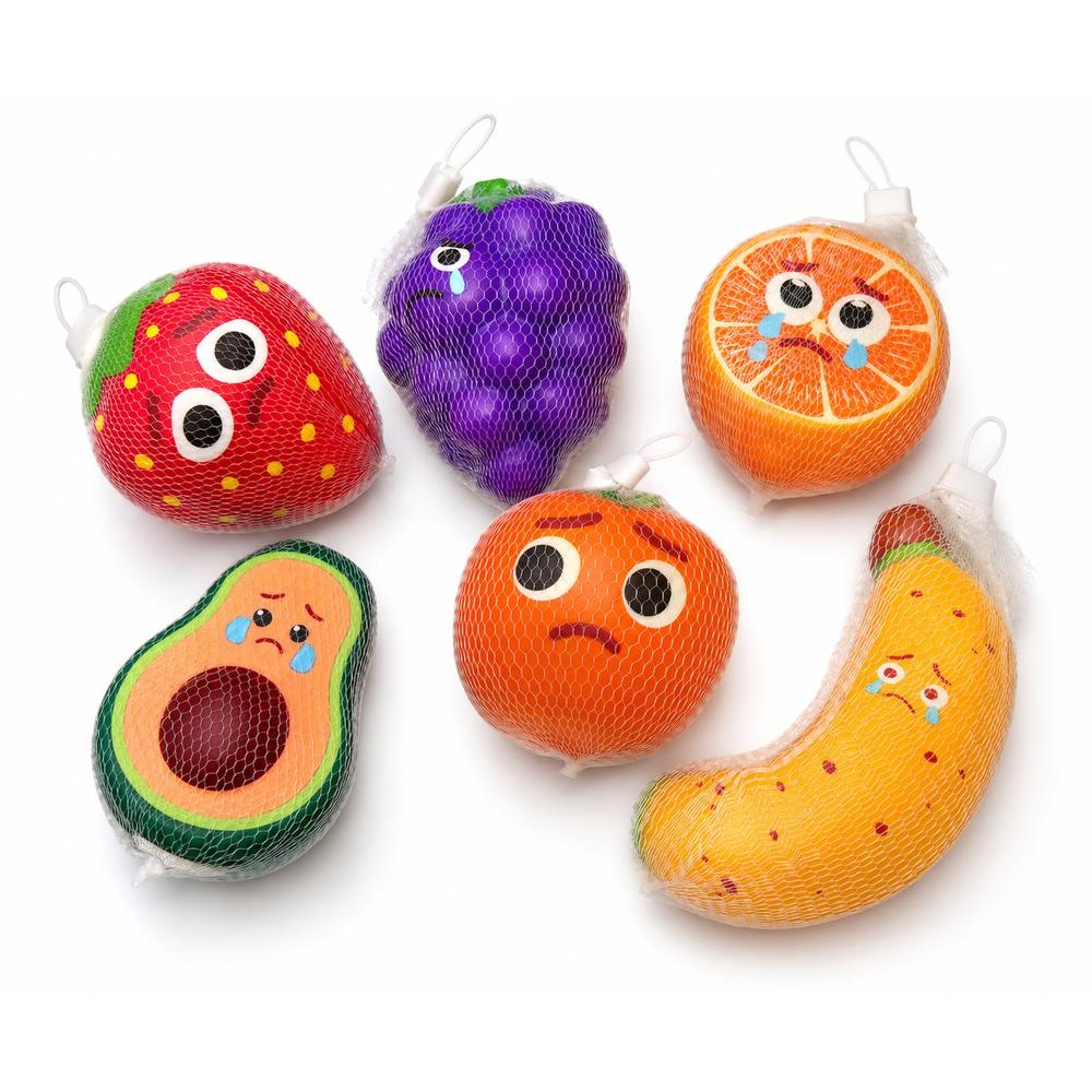 Pack of 6 Cute Fruit Relief Squishy Toys for Kids | Soft Squeeze Sensory Fidget Toys