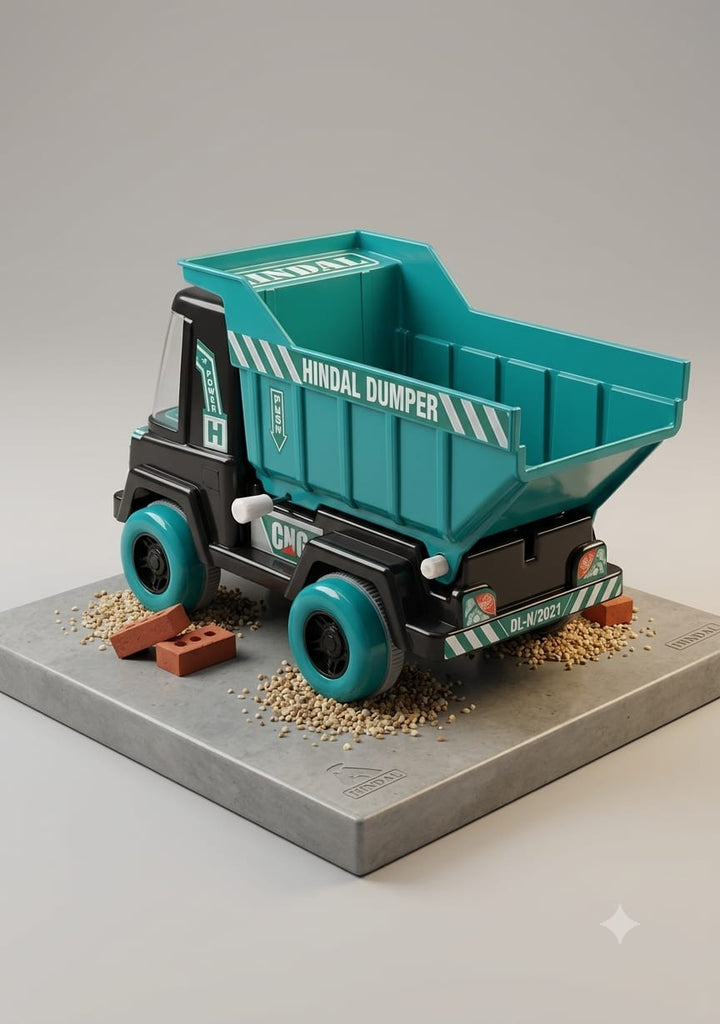 UA Toys Hindal Deluxe Dumper Truck Toy | Friction Powered Construction Vehicle | Openable Hood & Zoo-Zoo- Sound-  Black & Green