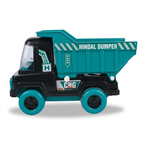 UA Toys Hindal Deluxe Dumper Truck Toy | Friction Powered Construction Vehicle | Openable Hood & Zoo-Zoo- Sound-  Black & Green
