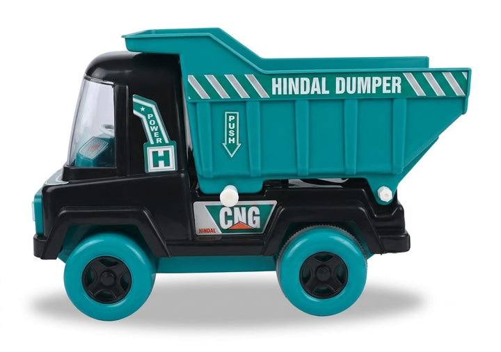 UA Toys Hindal Deluxe Dumper Truck Toy | Friction Powered Construction Vehicle | Openable Hood & Zoo-Zoo- Sound-  Black & Green