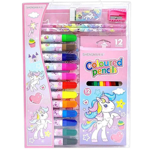 Unicorn Art & Craft Drawing and Coloring Kit | Creative Activity Set for Kids | All-in-One Art & Colouring Kit