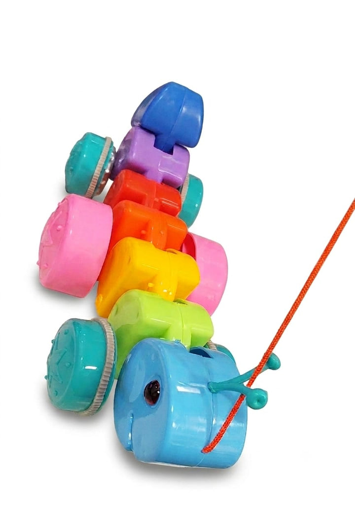 UA Toys Pull-Along Colorful Caterpillar Toy with Rolling Star Wheels - Multicolor