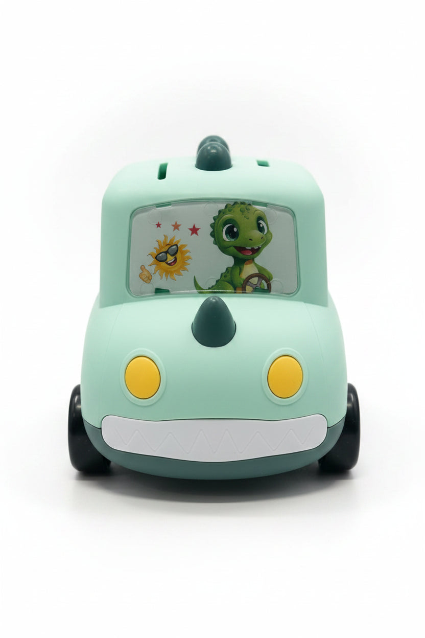Dino Theme Car Shape Shape Money Bank with Lock & Key | Cute Coin Saving Piggy Bank for Kids