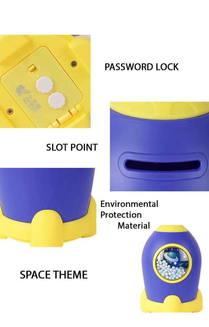 Rocket Shape Piggy Bank with Lock Code | Money Saving Coin Piggy  Bank