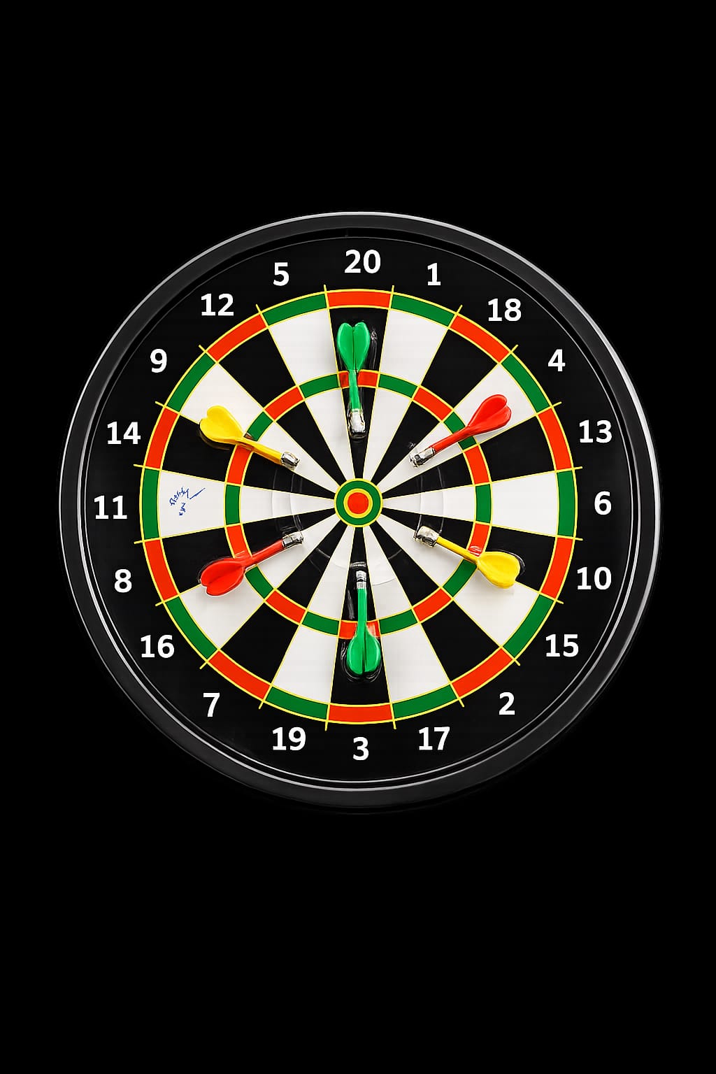 Kirat Big Magnetic Dart Board Game Set with 6 Magnetic Darts | 45cm (Diameter) | Safe Indoor Target Game | Black