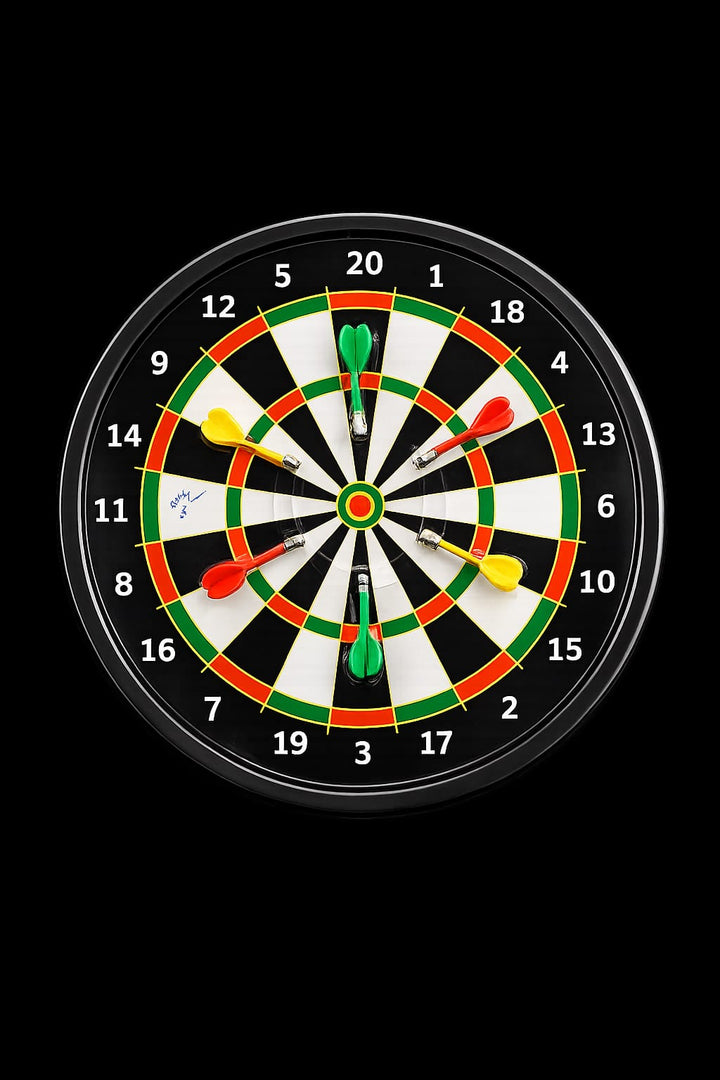Kirat Big Magnetic Dart Board Game Set with 6 Magnetic Darts | 45cm (Diameter) | Safe Indoor Target Game | Black