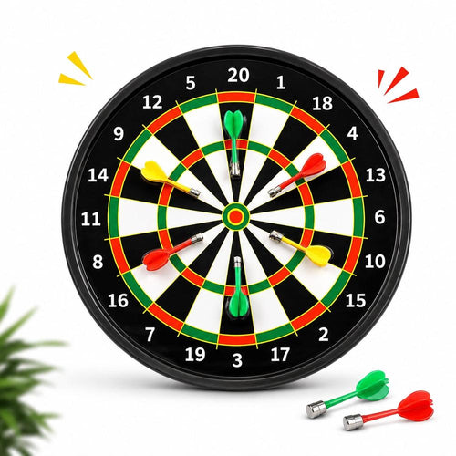 Kirat Big Magnetic Dart Board Game Set with 6 Magnetic Darts | 45cm (Diameter) | Safe Indoor Target Game | Black