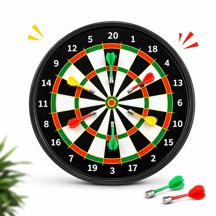 Kirat Big Magnetic Dart Board Game Set with 6 Magnetic Darts | 45cm (Diameter) | Safe Indoor Target Game | Black