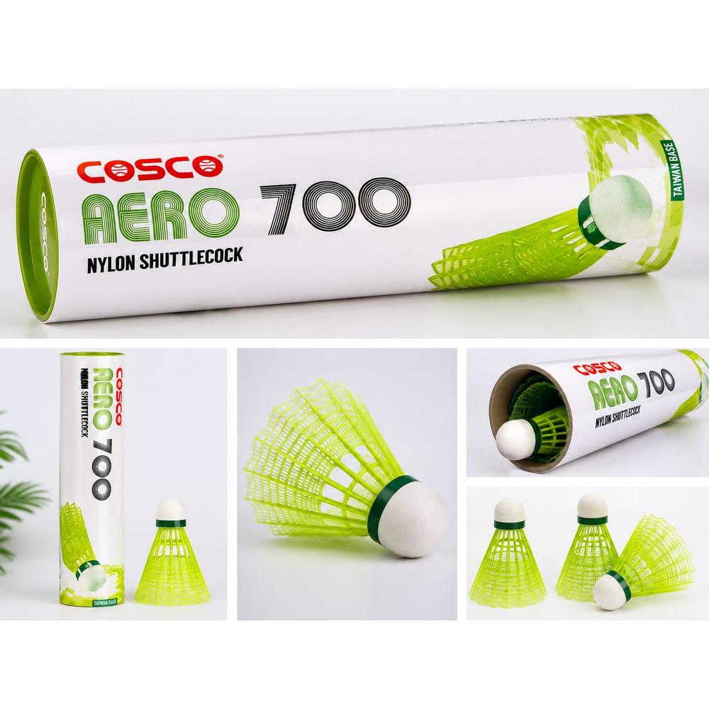 Cosco Aero 700 Nylon Shuttlecock Tube |Pack of 6 - Neon Yellow