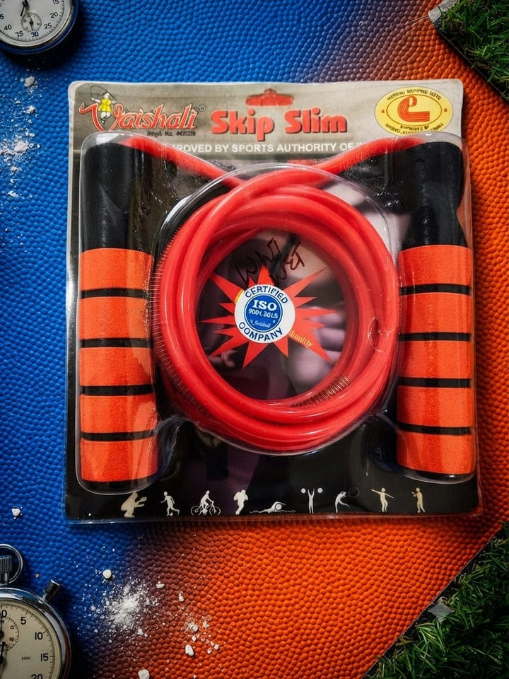 Vaishali Skip Slim PVC Skipping Rope with Foam Grip Handles for Kids & Adults | Red