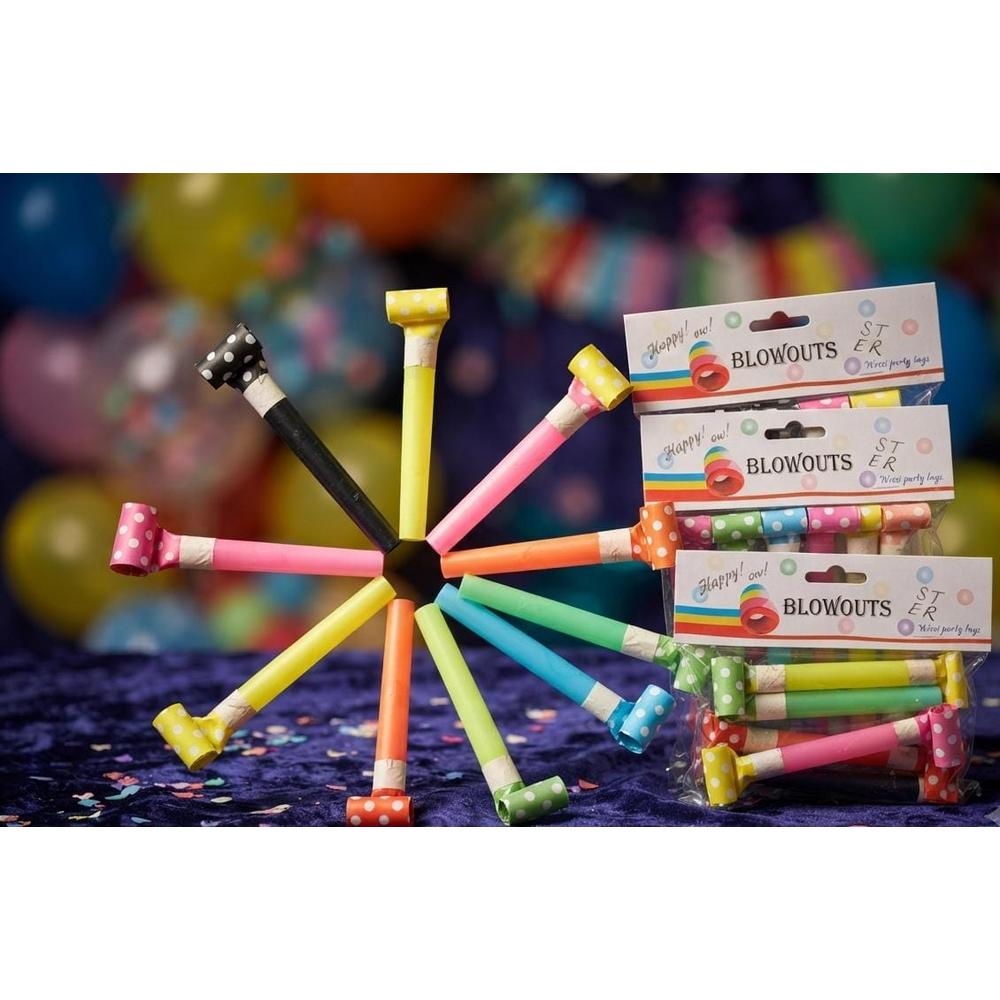 Pack of 3 Colorful Party Blowouts/Party Whistles - Multicolor