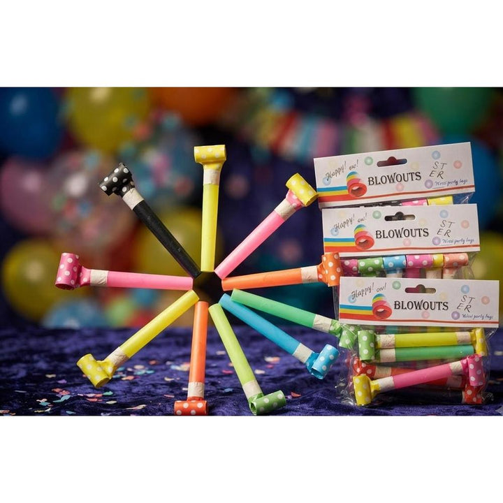 Pack of 3 Colorful Party Blowouts/Party Whistles - Multicolor