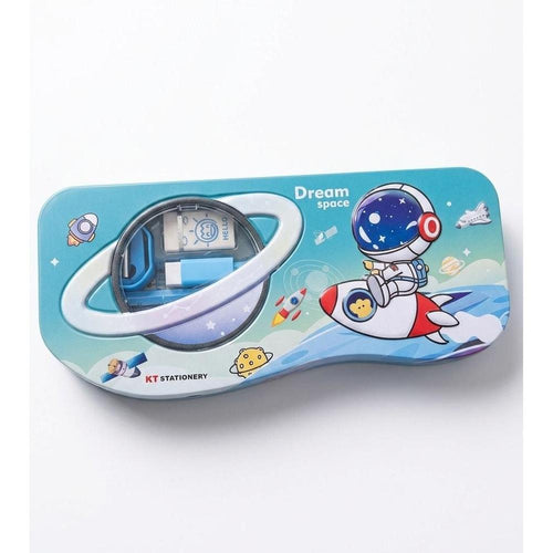 Dream Space Astronaut Metal Pencil Box Set for Kids - Teal