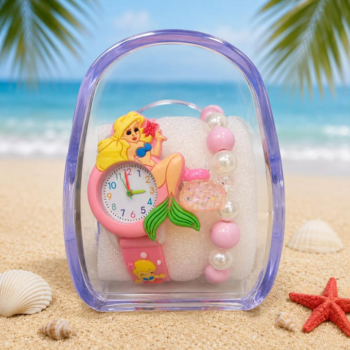 Mermaid Theme Analog Watch for Kids | Cute Mermaid Wrist Watch with Comfortable Wrist Band
