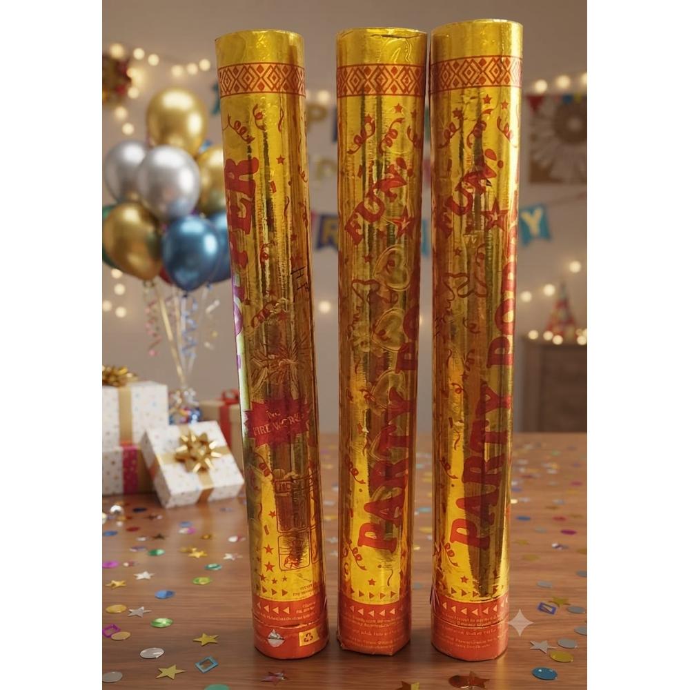 Pack of 3 Party Popper Confetti Cannon - (Gold Foil)
