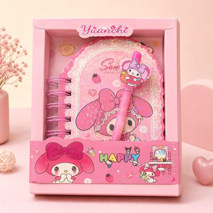 Cartoon Oval Spiral Diary & Pen Set | Cute Writing Notebook for Kids