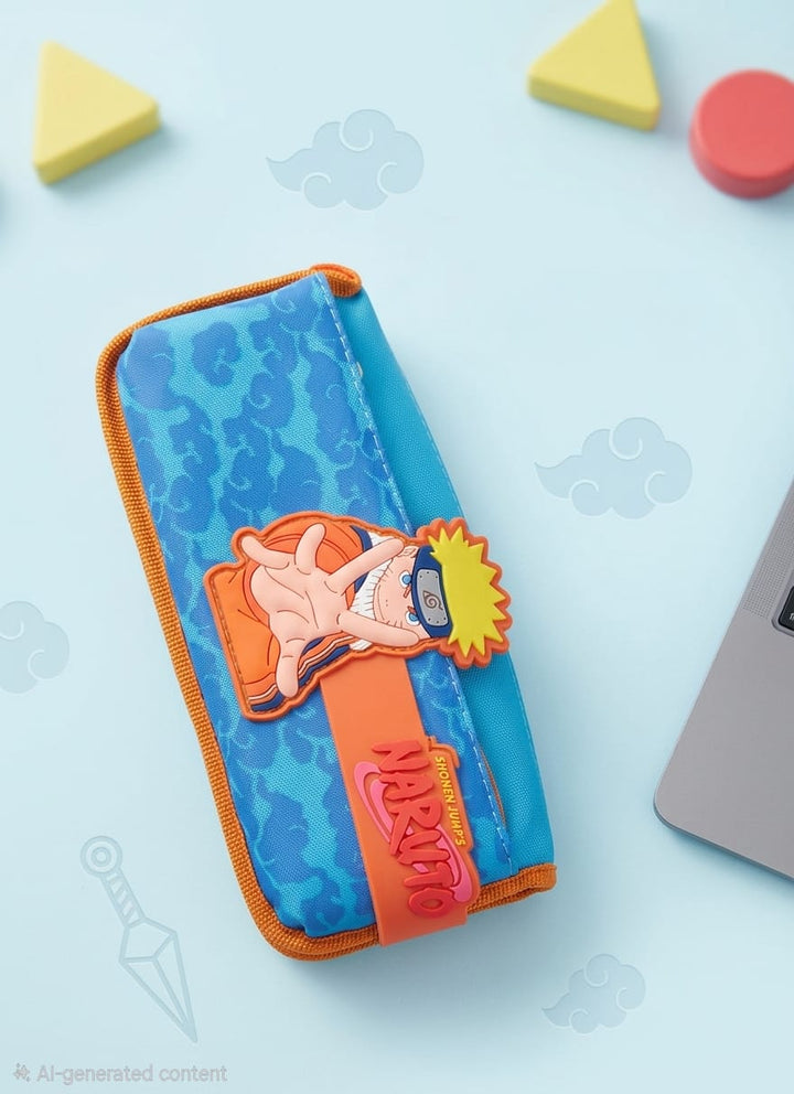 Anime Character Pencil Pouch for Kids - Orange/Blue