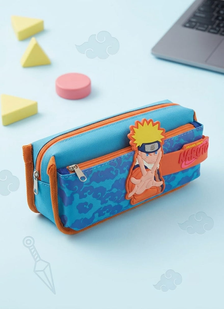 Anime Character Pencil Pouch for Kids - Orange/Blue