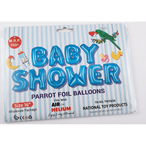 Baby Shower Parrot Foil Balloon Banner Set- Blue
