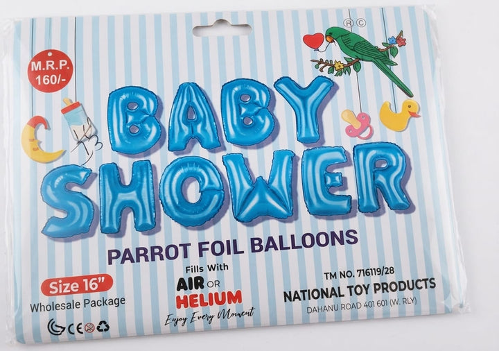 Baby Shower Parrot Foil Balloon Banner Set- Blue