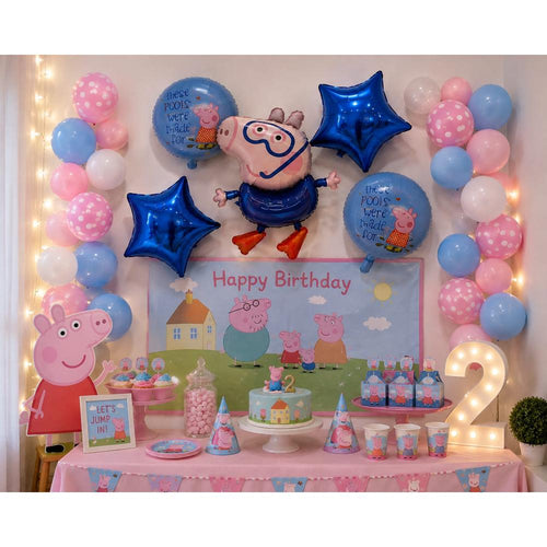 Cartoon Character Foil Balloon Decoration Set (Pack of 5)- Blue