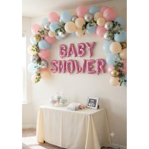 Baby Shower Foil Letter Balloon Set- Pink