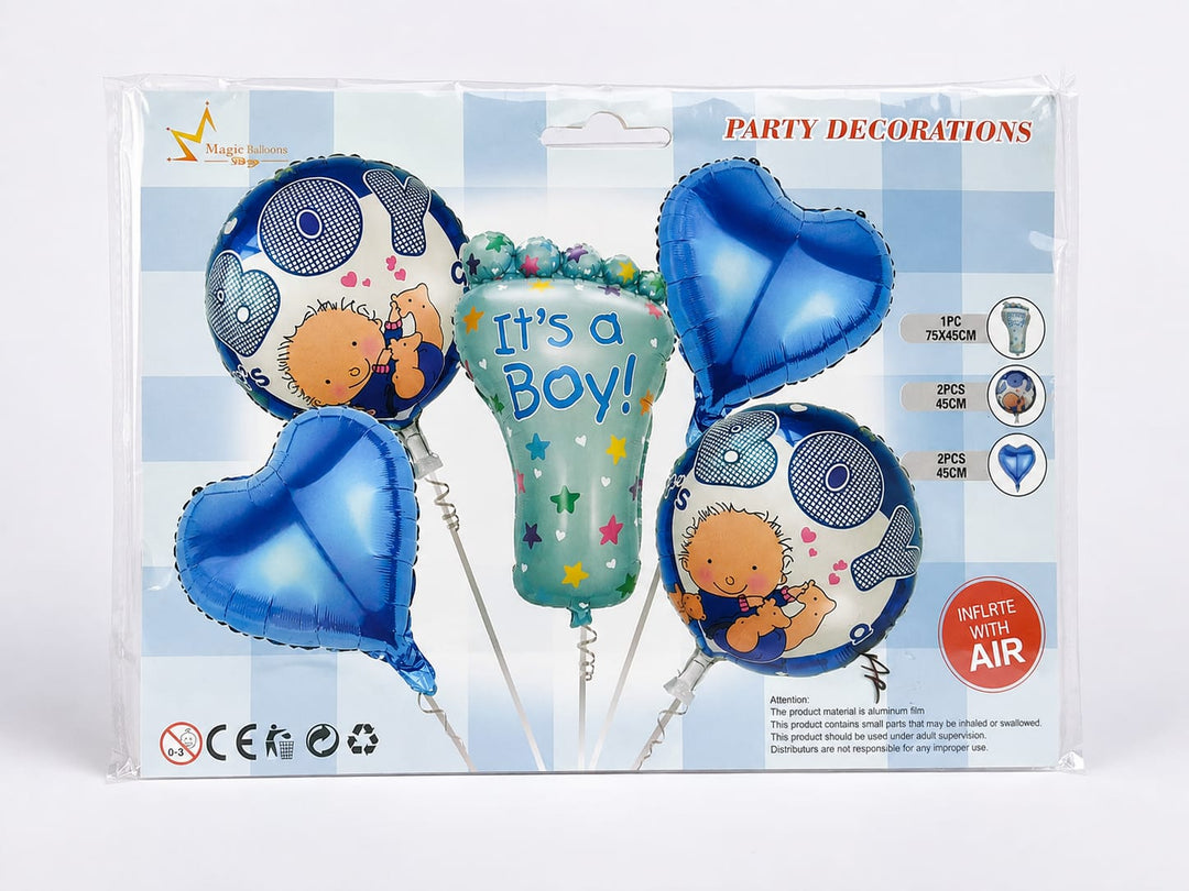 It's a Boy Foil Balloon Decoration Set (5 Pieces)- Blue