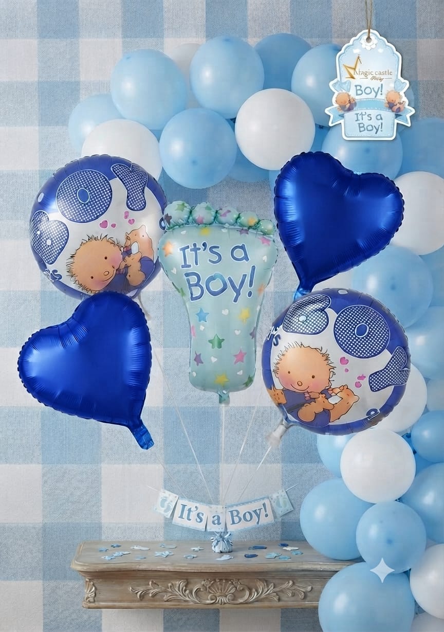 It's a Boy Foil Balloon Decoration Set (5 Pieces)- Blue