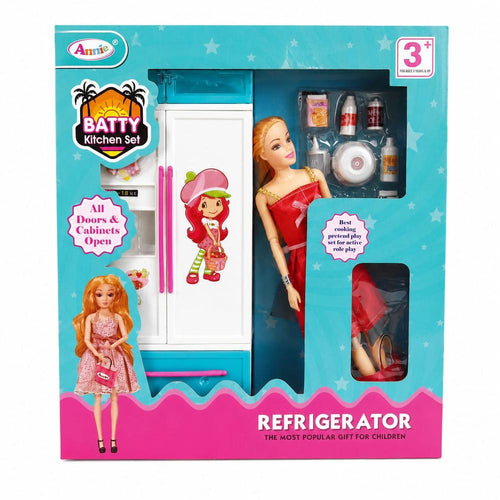 Batty Doll Kitchen Set with Refrigerator | Pretend Cooking & Role-Play Toy Set for Kids