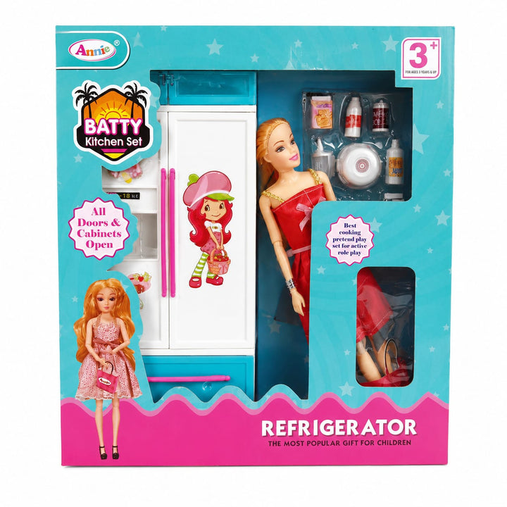 Batty Doll Kitchen Set with Refrigerator | Pretend Cooking & Role-Play Toy Set for Kids