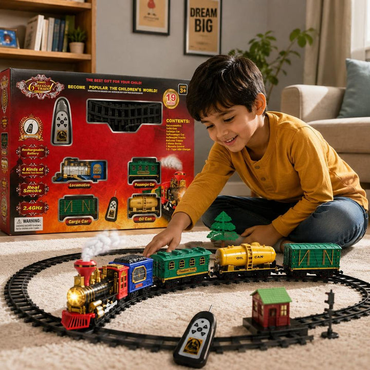 19-Piece Toy Train Set with Remote | Remote-Controlled Railway Play Set for Kids