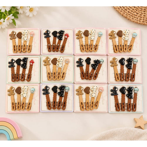Set of 12 Brown & Beige Hair Clip Sets | Kanya Pujan Gift